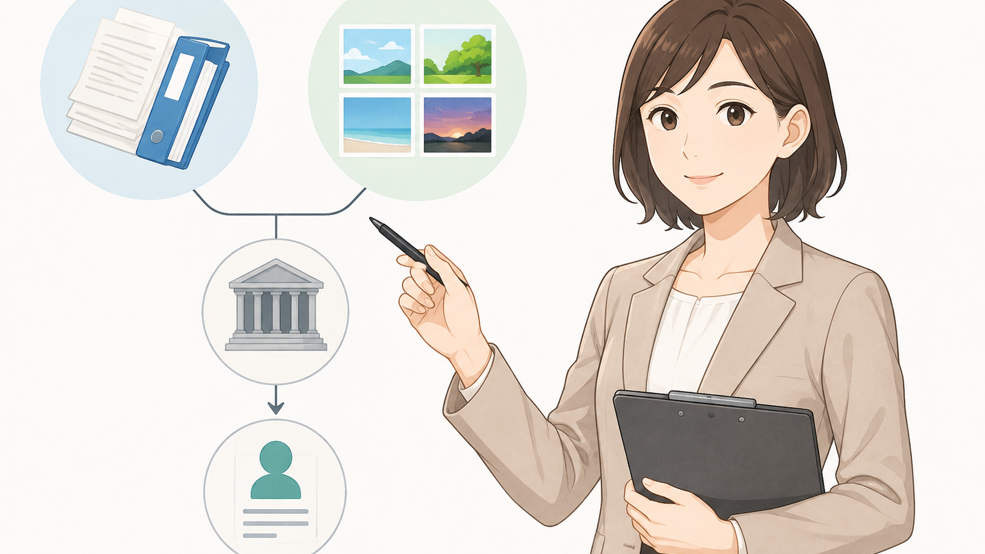 裁判記録と画像4点の著作物性・発信者情報開示の関係を資料で整理する人物