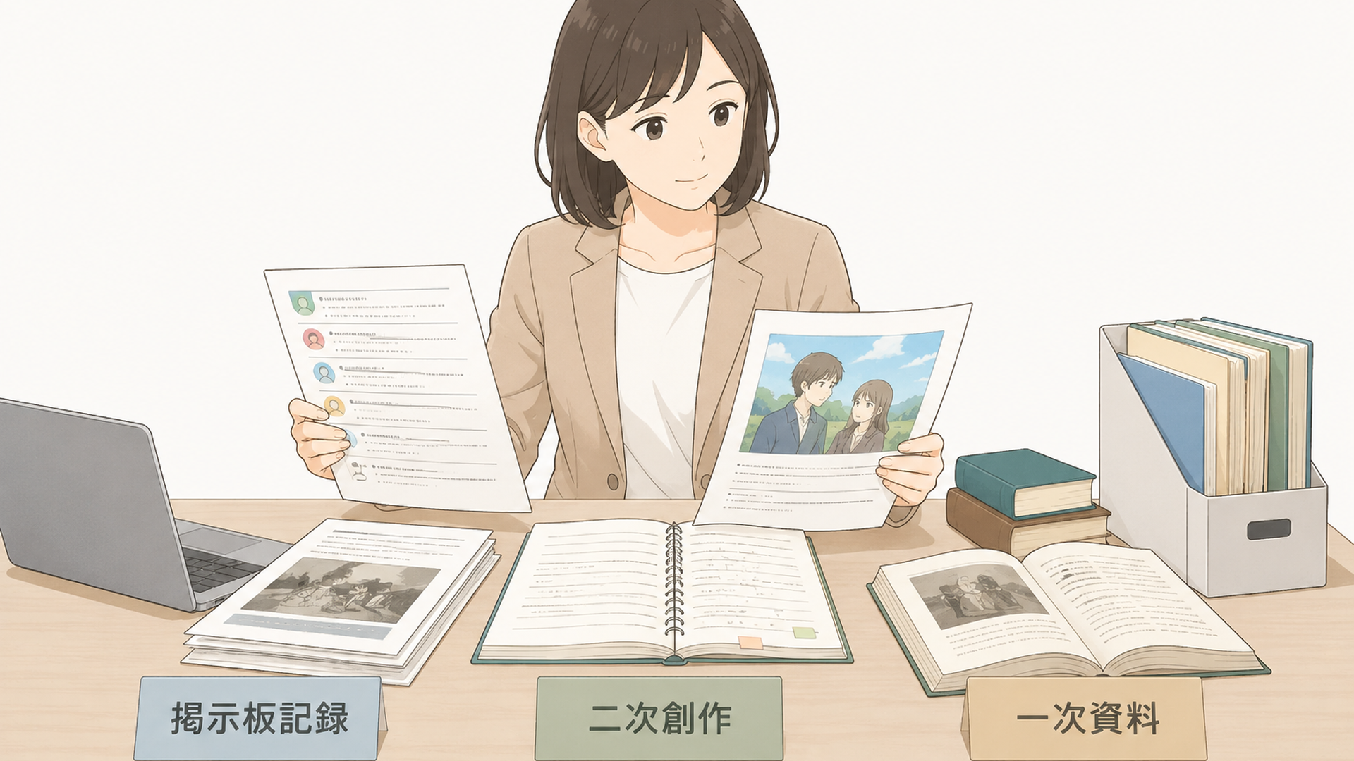 掲示板記録と二次創作と一次資料の違いを資料で整理する人物